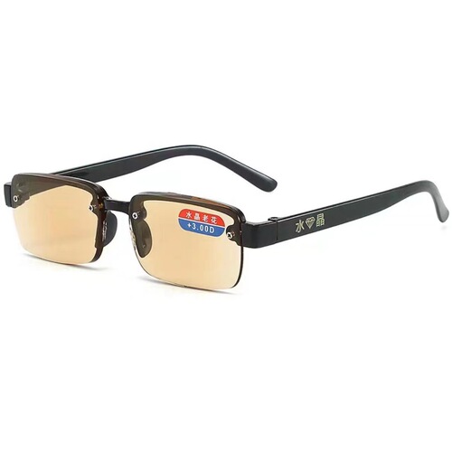 Selling  Popular Semi-Rhinestone Rimless Reading Glasses on Stands, Traveling in the White and Tea Color Reading Glasses Factory Wholesale