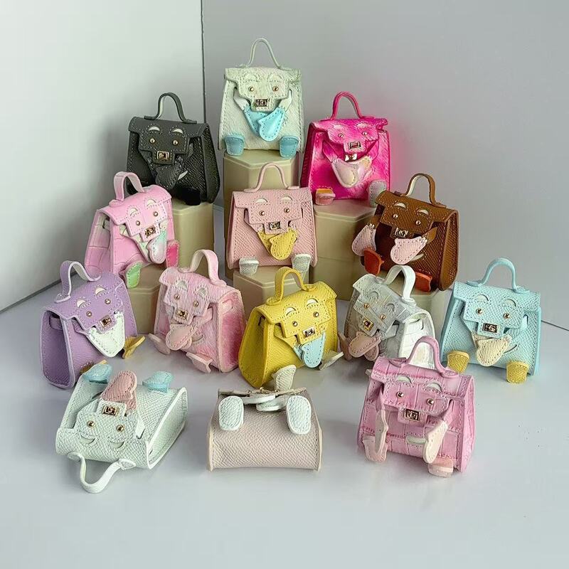 New Genuine Leather Kelly Doll Bag Pendant Creative Toy Bag Keychain Car Decoration Live Stream Blind Box