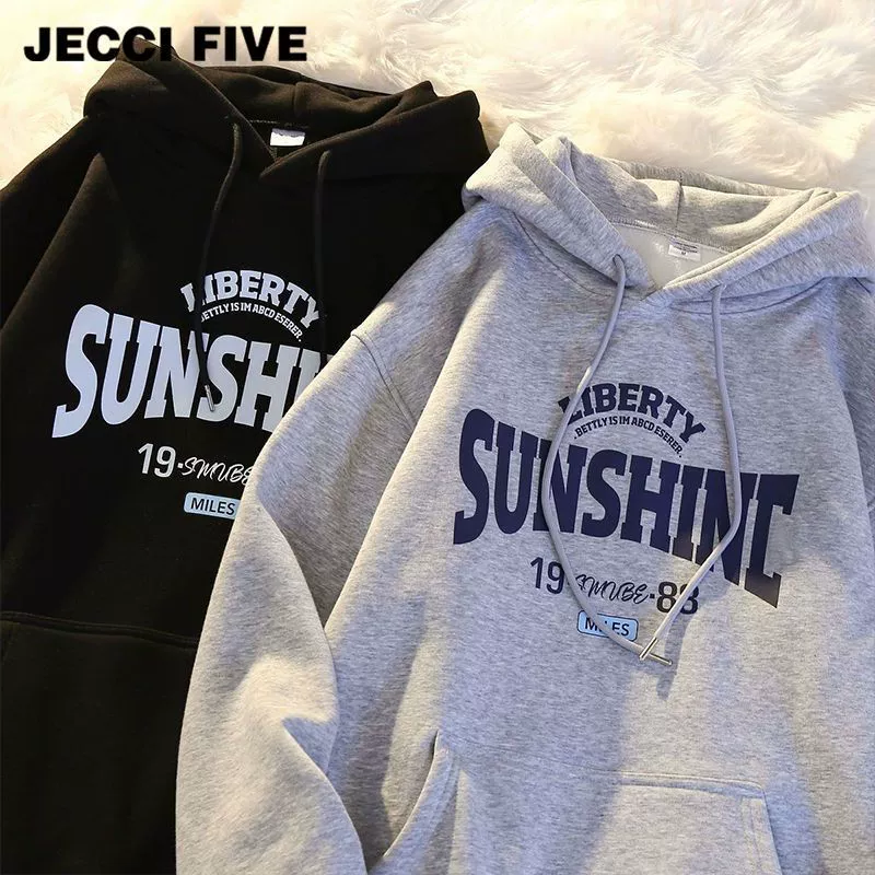 Худи Jecci Five осеннее тонкое, корейский стиль, свободный oversize крой, разные материалы