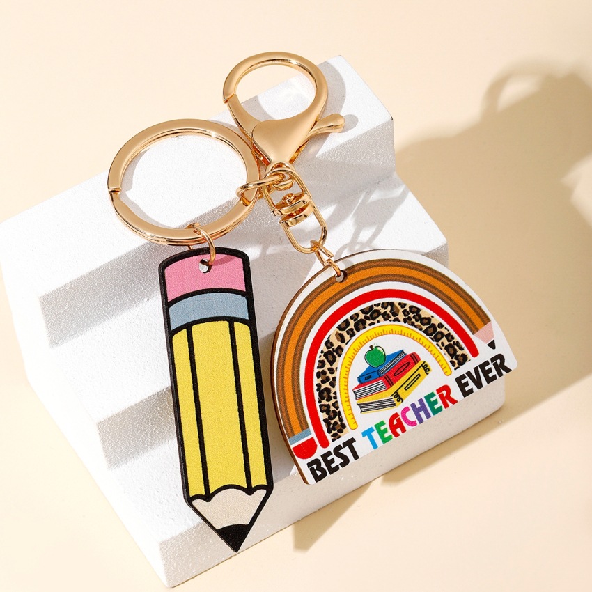 Book, pencil Pattern Modern Style Book Pencil Wood Teachers' Day Unisex Keychain