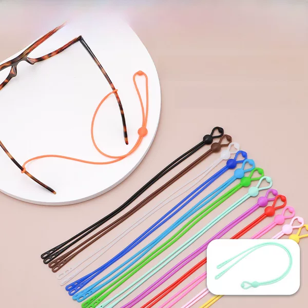 Silicone three-hole glasses rope adjustable buckle sports anti-slip anti-drop silicone soft elastic glasses lanyard color