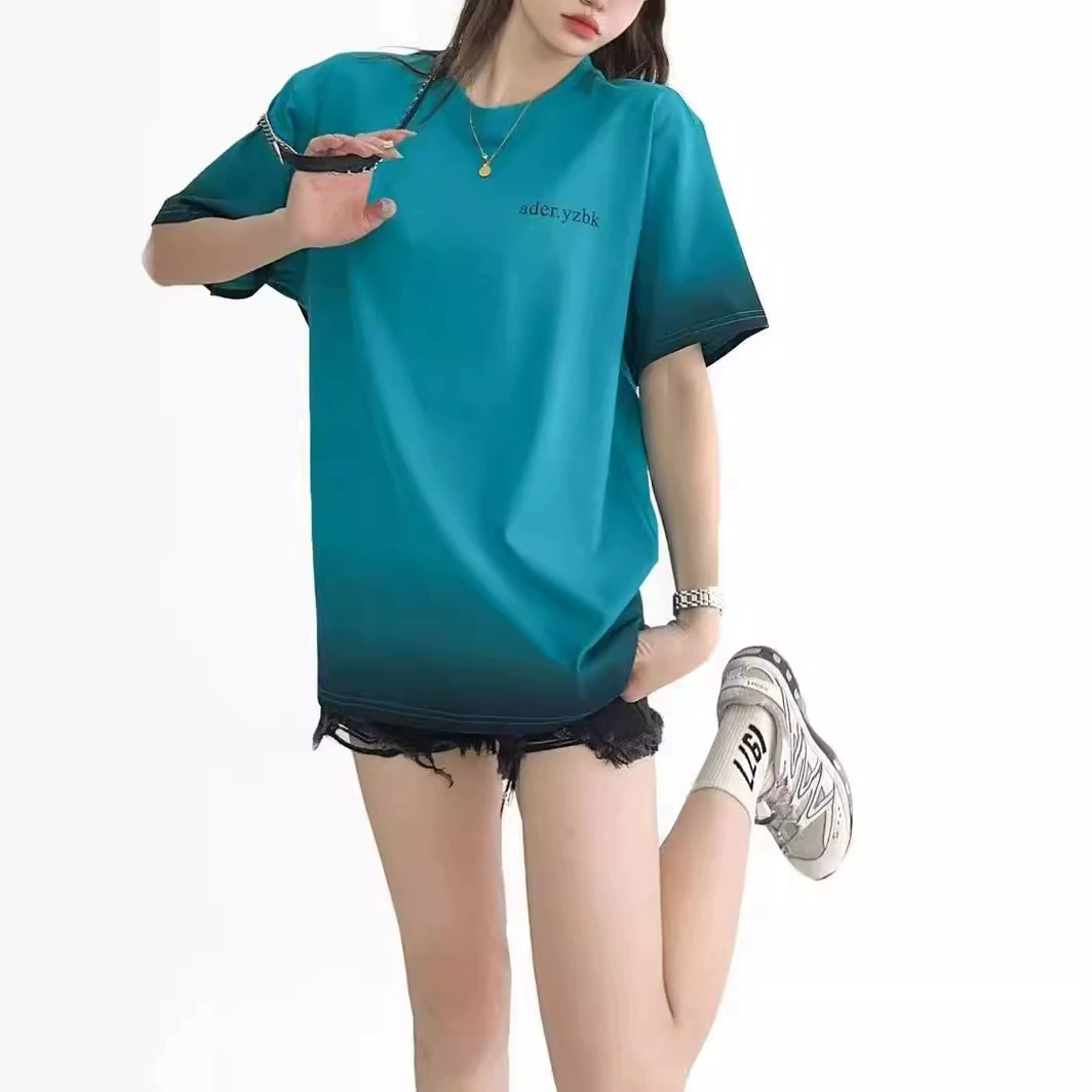 ADER весна и лето новая американская ретро градиентная футболка прилив свободная повседневная ленивая мужская футболка с короткими рукавами