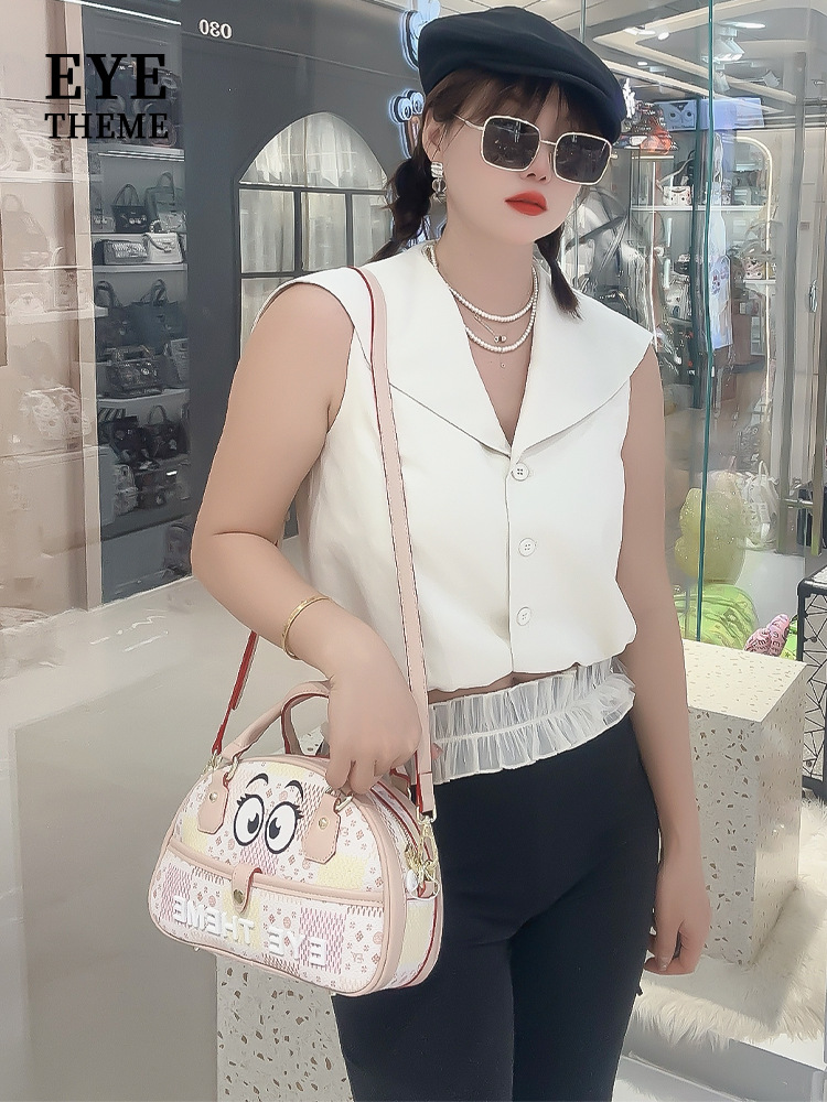 Caricatura extraña bolsa semiridonda impresa de contraste almohada bolsa de tramo inclinada bolsa de personalidad práctica 2682 #