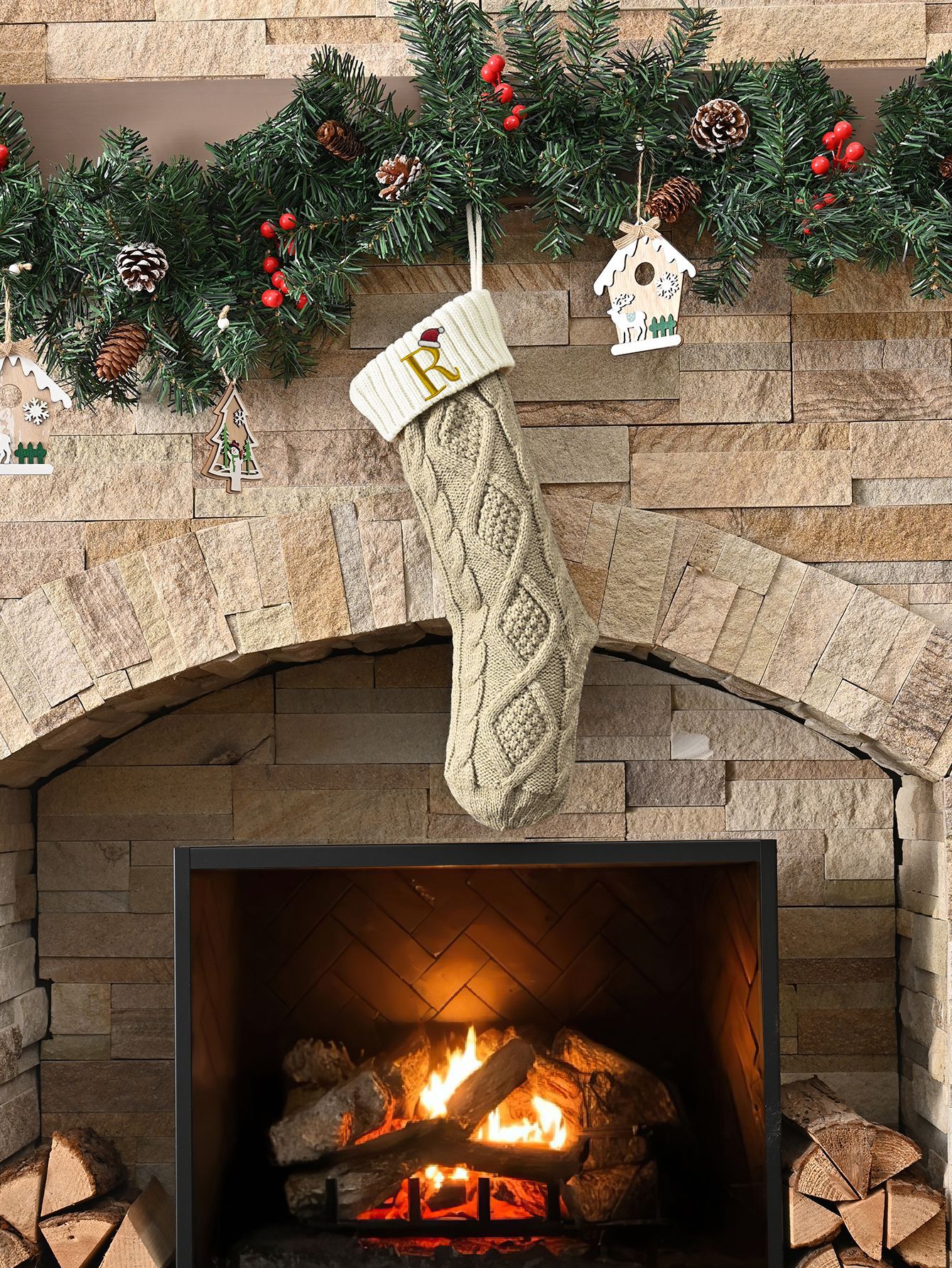 Amazon Europa y los Estados Unidos medias de Navidad personalizadas bordadas calcetines de letras de punto medias de regalo de Navidad colgantes fabricantes image 104