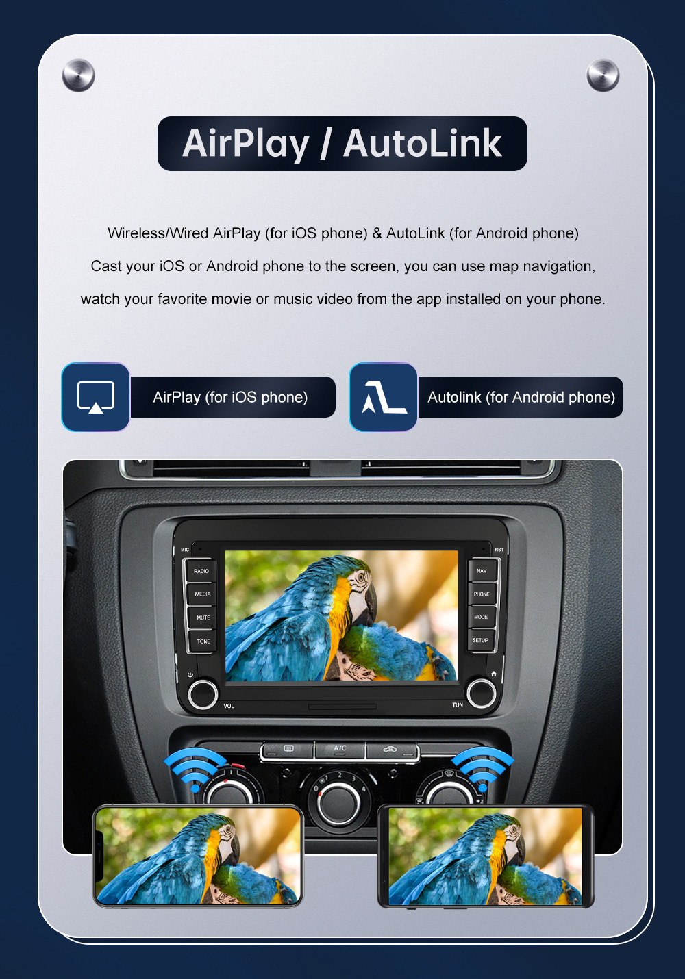 7inch Carplay Car Multimedia Display Screen Is Suitable for Volkswagen, Seat, and Skoda from 2003-2015