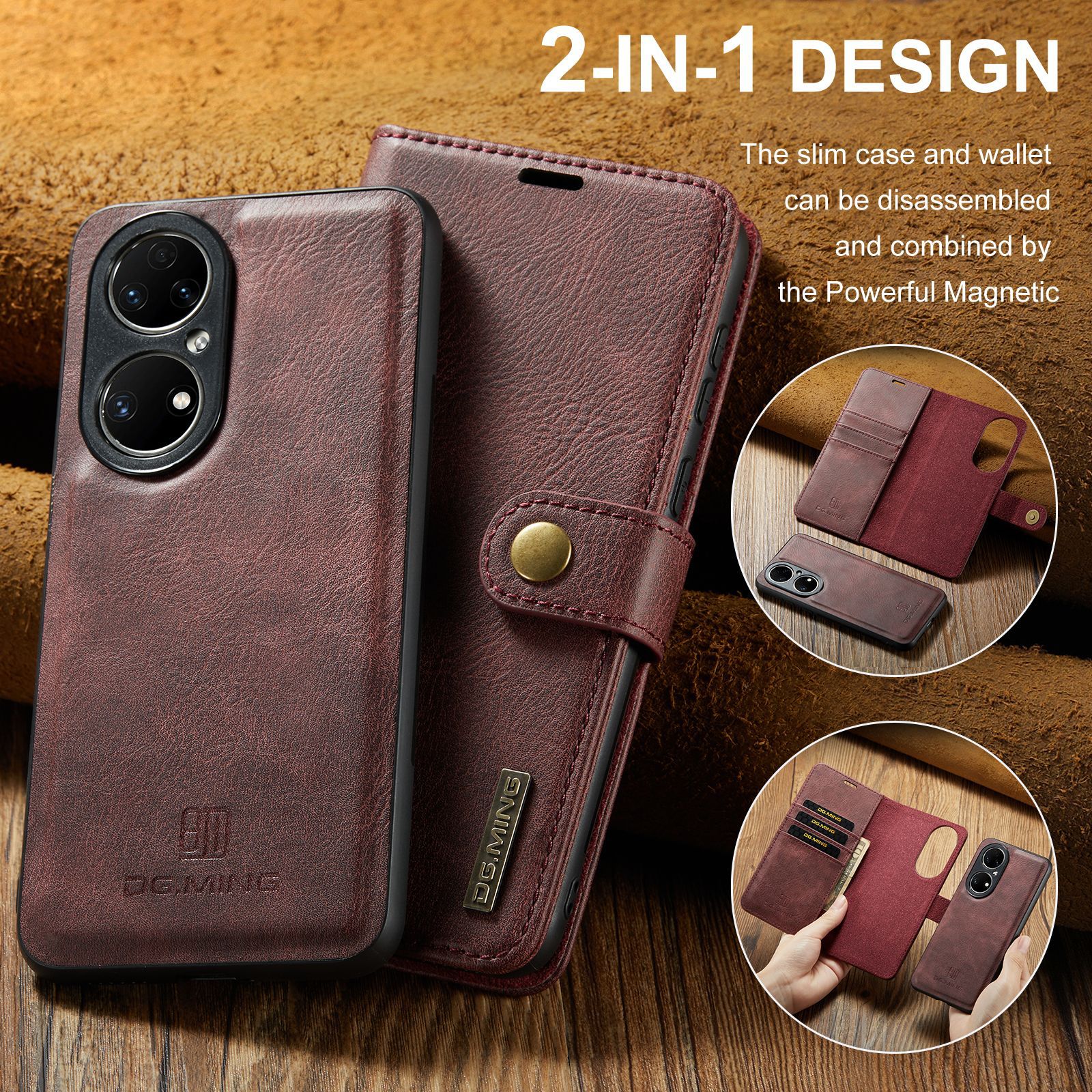 Magnetische Handyhülle Aus Leder Für Huawei P50 Und P50 Pro_voghion.com
