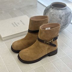 皮带扣马丁靴女2025新款秋冬厚底牛仔靴复古粗跟机车短靴堆堆靴子