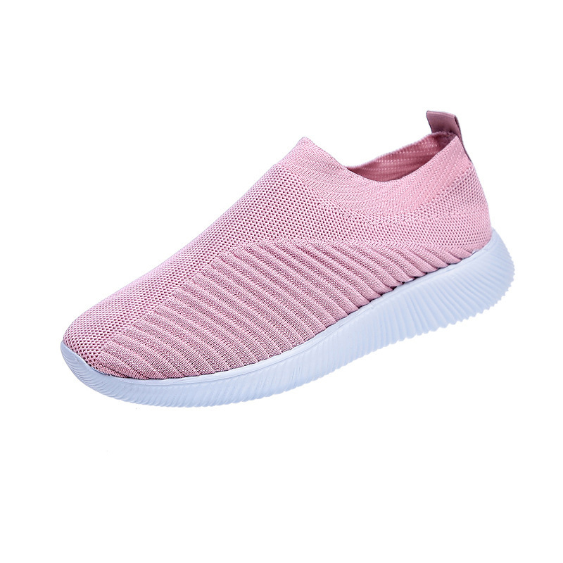 Large Size Single Shoes Female Net Red Fashion Running Shoes Lazy Shoes A Pedal Flying Woven Sneakers Mother Shoes Casual Women's Shoes