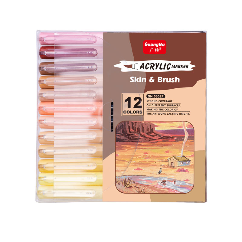 Guangna GN5602A color de piel suave acrílico marcador de pluma acuosa inodoro no tóxico cuerpo humano pintado pluma graffiti