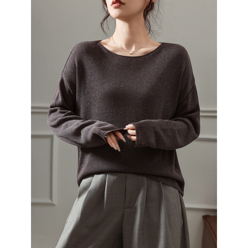 Solid Color Design, Simple Natural Linen, Breathable and Dry, Round Neck, Flattering for the Neck, Spring and Summer Style, Versatile Top for Women Solid Color Design, Simple Natural Linen, Breathable and Dry, Round Neck, Flattering for the Neck, Spring and Summer Style, Versatile Top for Women