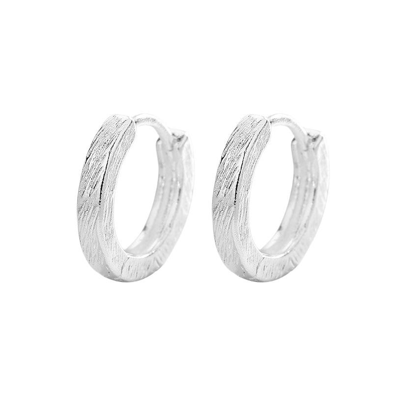 Textured Brushed Earrings, Simple And Unisex, 2026 New Model, Small Round Hoops That Can Be Worn While Sleeping Without_voghion.com