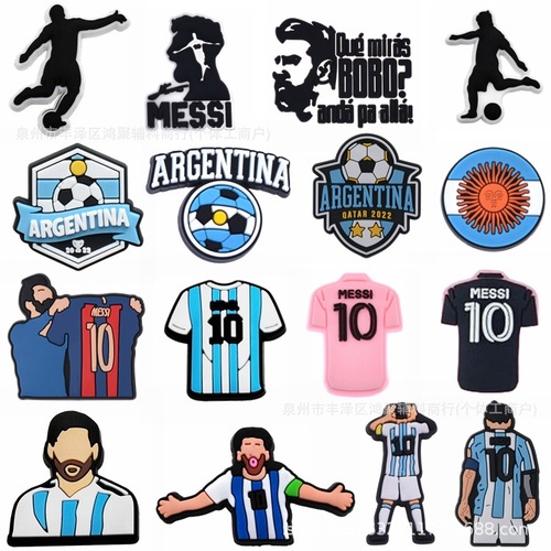 Messi Football Shoes Hole Hole Shoes Flower DIY Decorative Laces Lazy Shoes Laces Clips Removable Accessory Cross-border