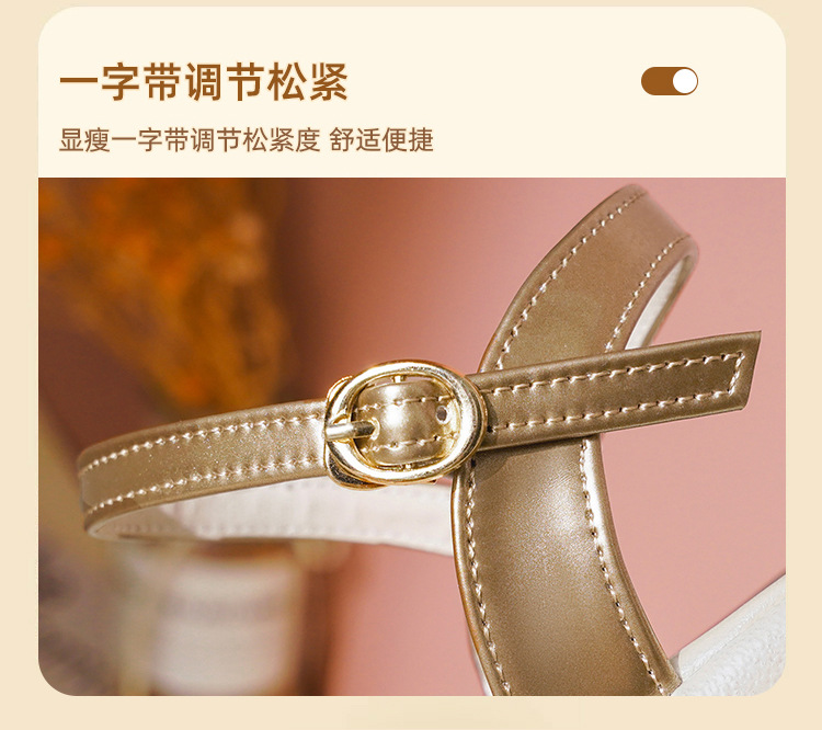Dép sandal nữ đế xuồng cao quai chữ V, phong cách thể thao, tăng chiều cao — Đen【Dép】603 chi tiết 8