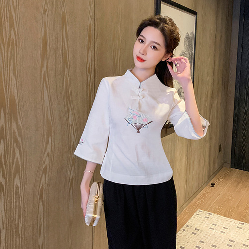 New pedicure technician beauty clothing temperament slimming spa work clothes health center white professional mid-sleeve work clothes
