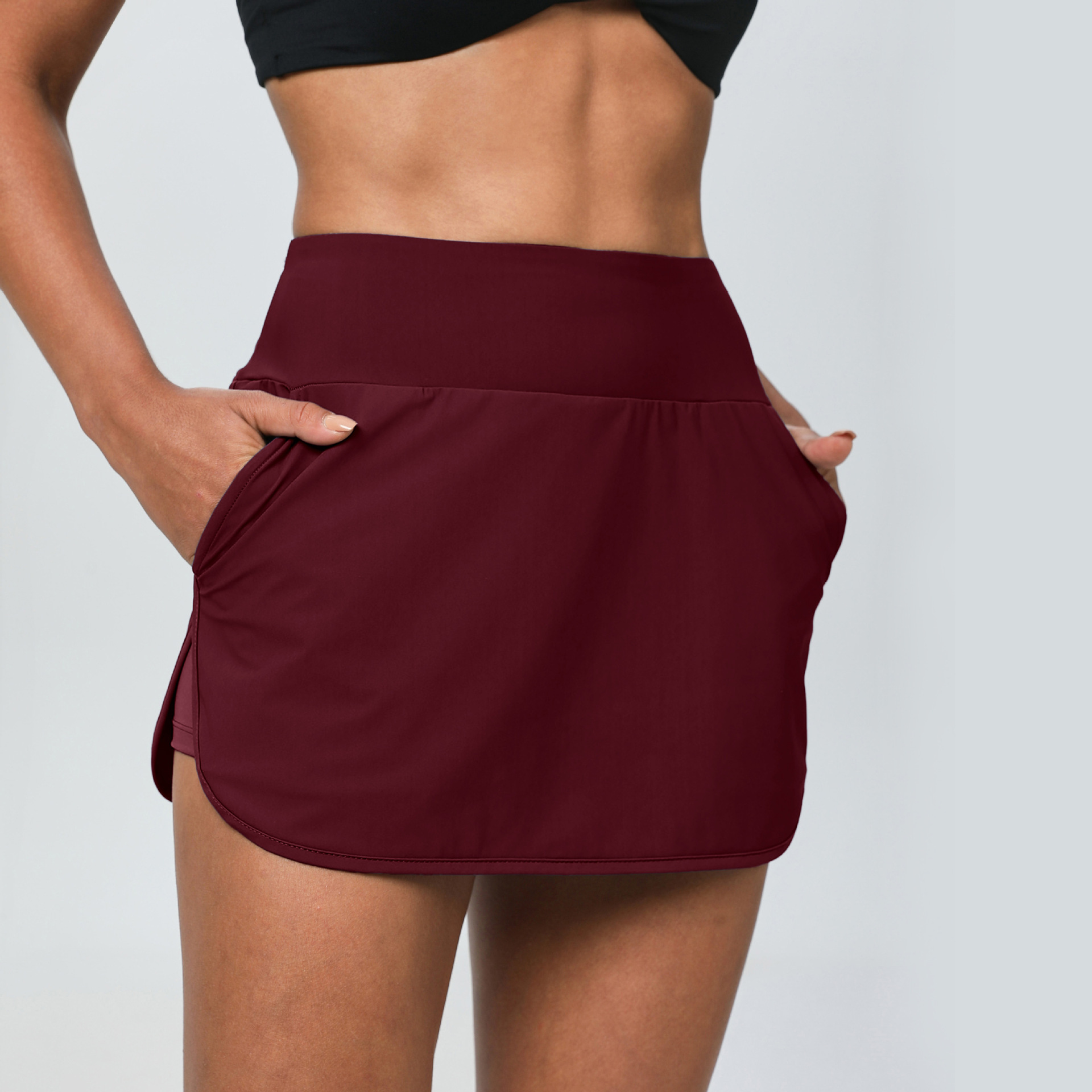 European and American Cool Quick-Drying Slimming Tennis Badminton Anti-Exposure Fake Two-Piece Sports Yoga Skirt Tennis Skirt