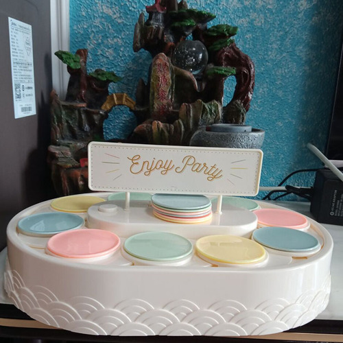 Rotary Dessert Machine Sushi Chef Automatic Rotating Dessert Table Birthday Cake Acrylic Lighted Macaron Tray