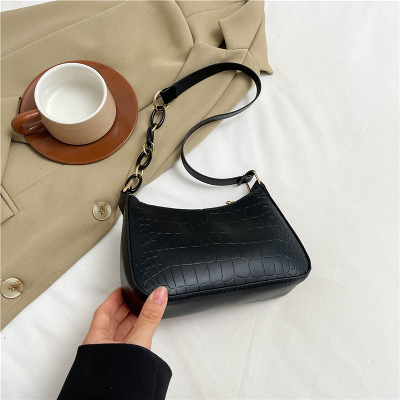 Nicho francés cocodrilo bolso de mujer bolso debajo de la axila 2024 verano nuevo estilo de alta calidad cadena de textura bolso de hombro universal