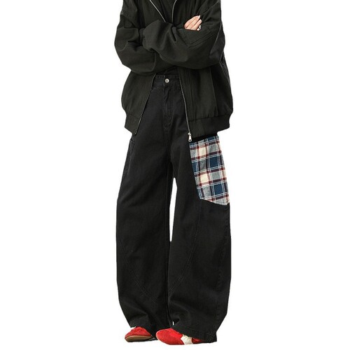 Men's Spring 2025 New Loose Straight Straight Casual Pants, Versatile Pure Cotton Checkered Pants