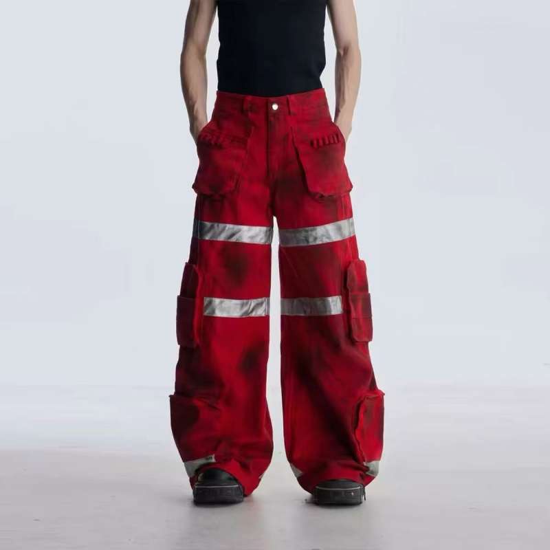 No Man's Land【Workwear Firefighter Pants】Heavy-duty street outdoor distressed multi-pocket wide-leg denim trousers trendy No Man's Land【Workwear Firefighter Pants】Heavy-duty street outdoor distressed multi-pocket wide-leg denim trousers trendy