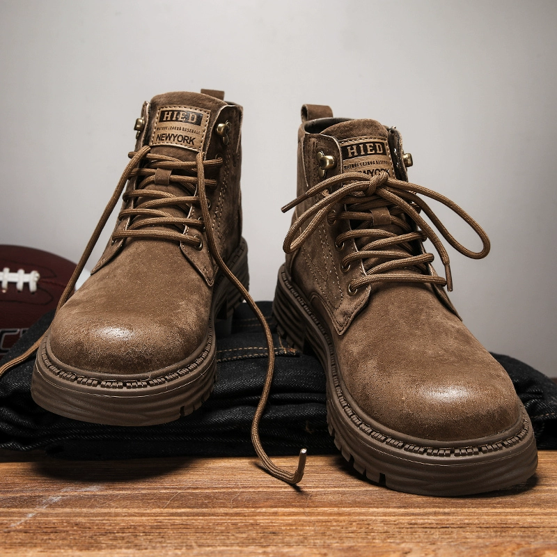 Мужские ботинки Martens в английском стиле, утеплённые зимние высокие, тёплая и практичная обувь