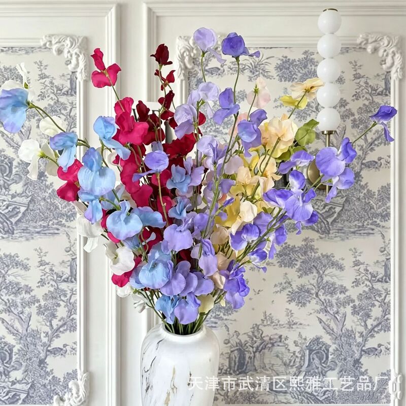 Pea Flower Wedding Artificial Flower Scene Arrangement Flower Row High-Rise Shopping Mall Display Fake Flower Landscaping Home Decoration Flower