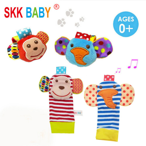 SKKbaby baby watch with wrist rattle toy, early education toy, baby soothing band with ringing paper sock set toy