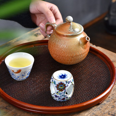 Wooden Lid with Ceramic Blue and White Glaze Home Teapot Lid Carrier Ceramic Teapot Lid Stand Tea Ceremony Zero Match Teapot Lid Carrier Pad Tea Accessories