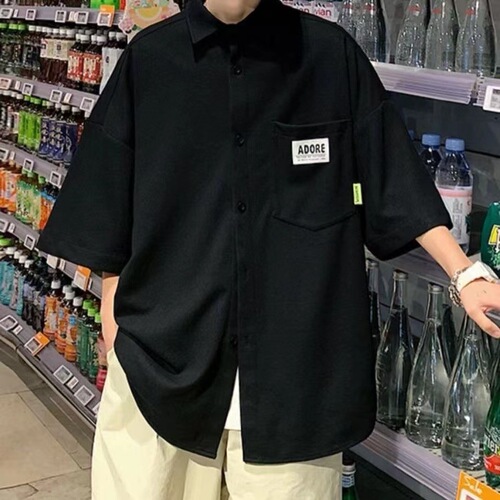 Men's Short-sleeve Wafer Shirt for Summer 2024, Stylish and Rugged, High-end Student Style, Trendy and Thin Jacket