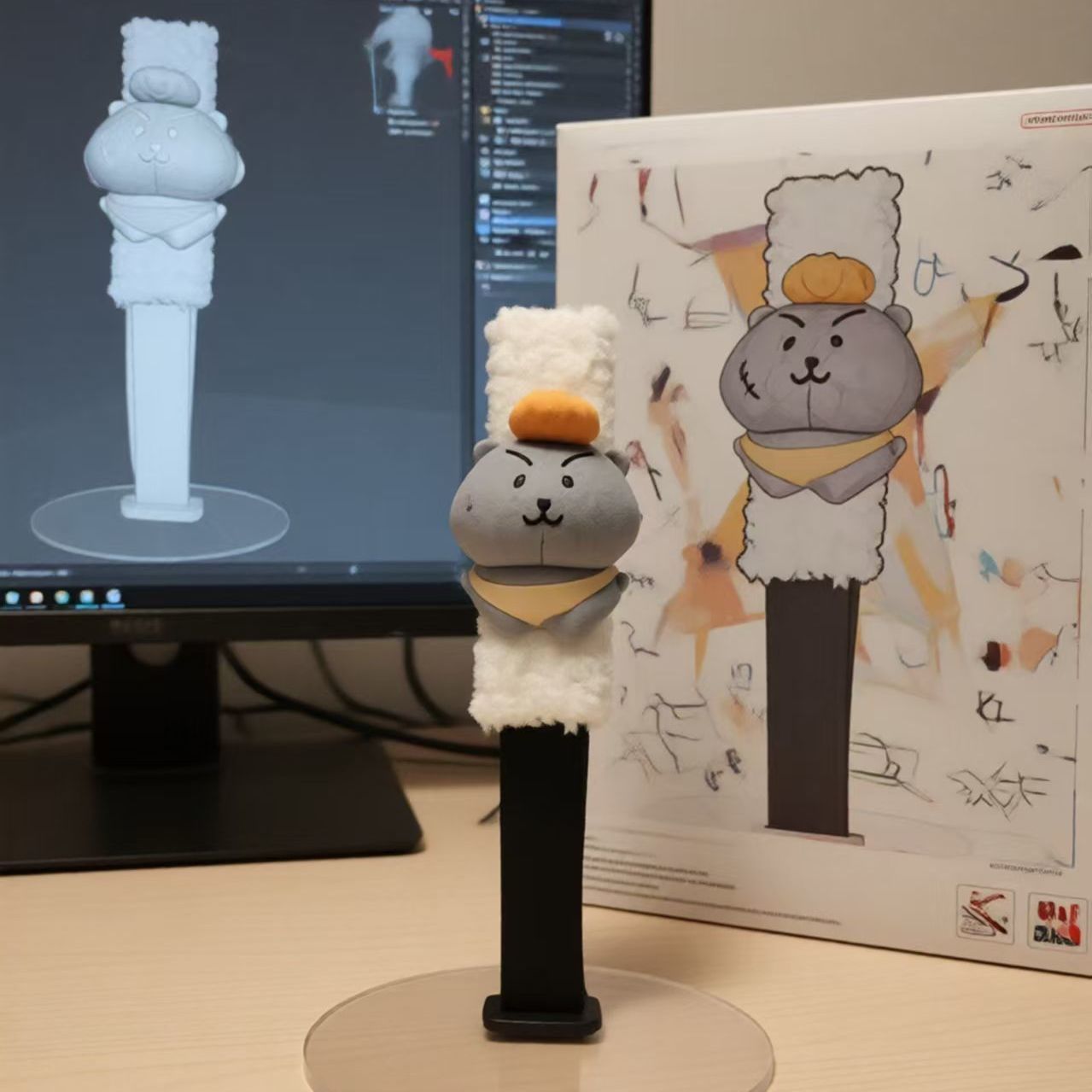 Car Seatbelt Plush Toy with Gray Wolf and Self-Deprecating Bear Design, Universal Shoulder Strap Plush Toy