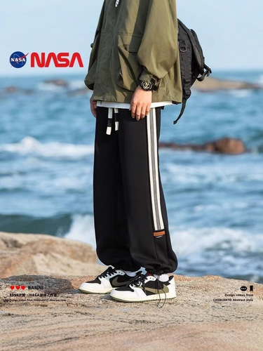 Amazon American Heavyweight Loose Straight Leg Sweatpants for Men - Autumn 2025 New Trend Striped Joggers