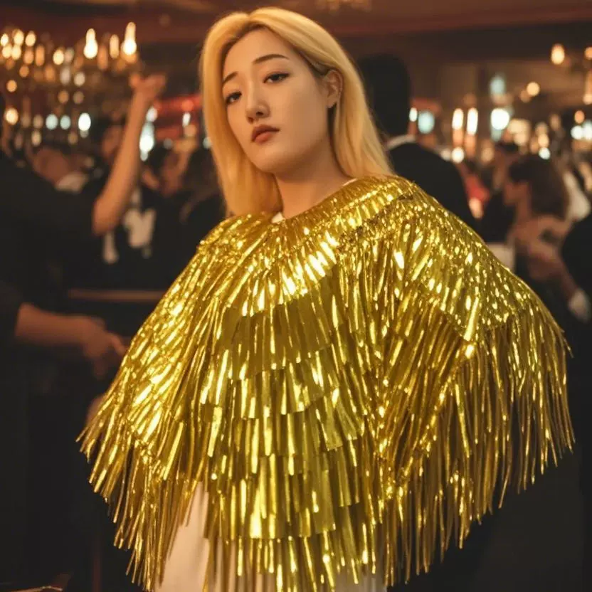 跨境雨丝披肩镭射派对装饰流苏披肩巴西狂欢节派对流苏游行装扮