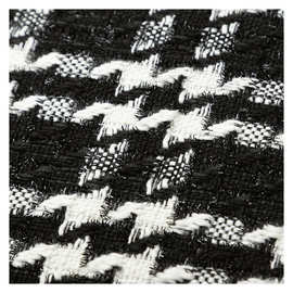 黑白秋冬千鸟格粗纺粗花呢小香风面料 衣服外套工艺DIY箱包布料