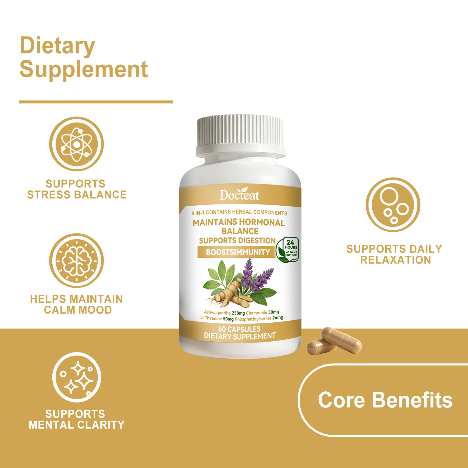 DOCTEAT身心平衡营养胶囊 愉悦身心情绪呵护促进每日活力提升状态