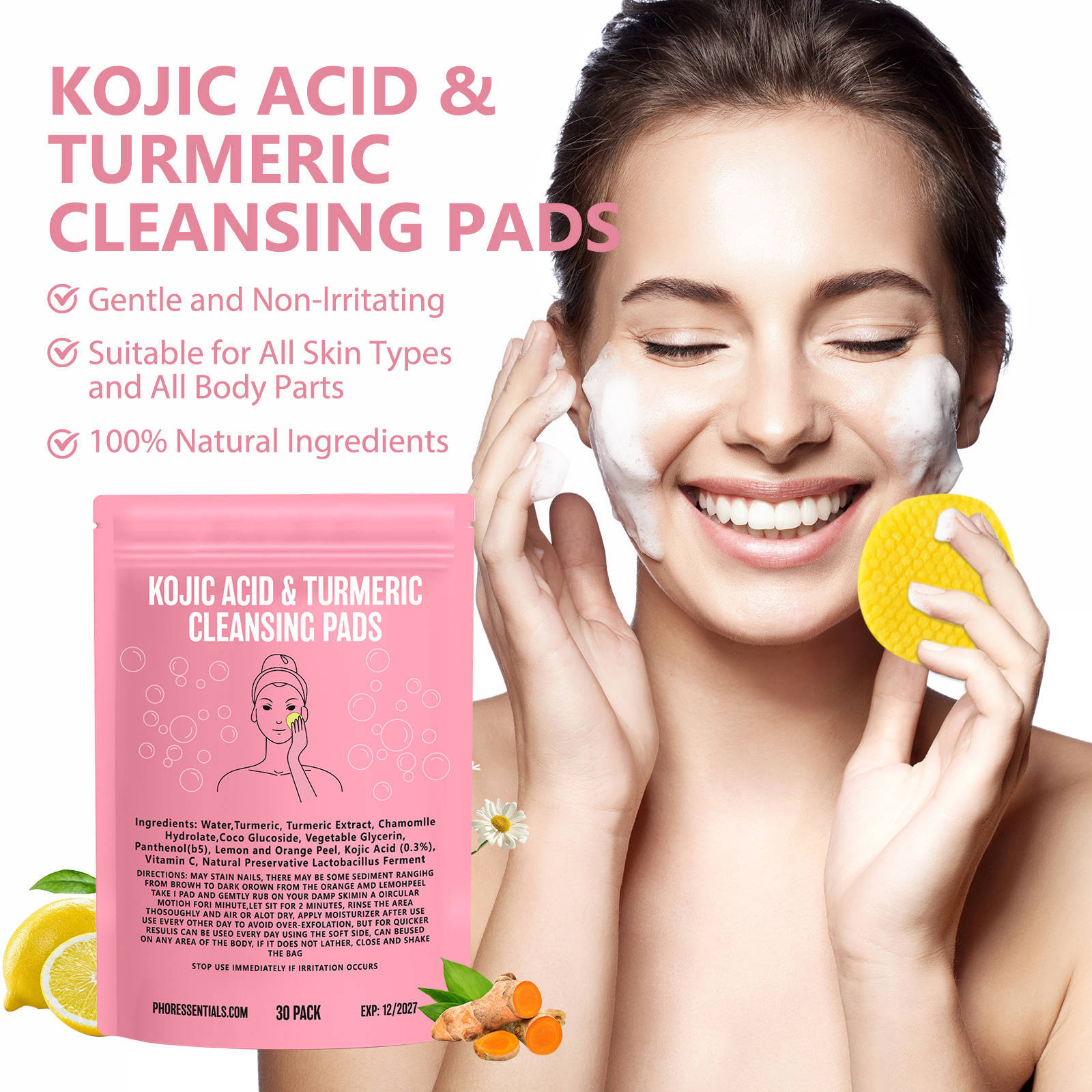 Turmeric kojic acid facial pads product details