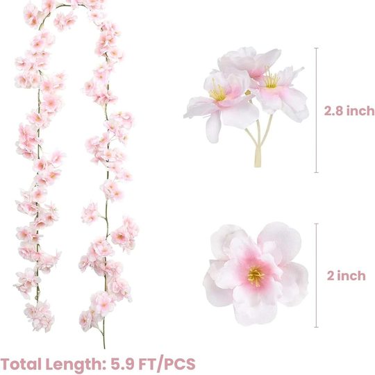 Amazon Artificial Cherry Blossom Rattan Indoor Ceiling Decoration Vine Flower Strip Air Conditioning Pipe Blocking Winding Fake Flower Vine