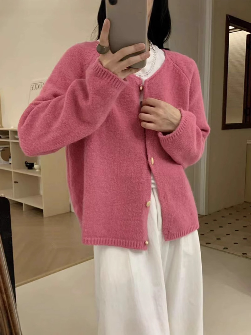 24 invierno Puyuan blando glutinoso cardigan de punto chaqueta para mujeres otoño 2024 nuevo estilo coreano suelto