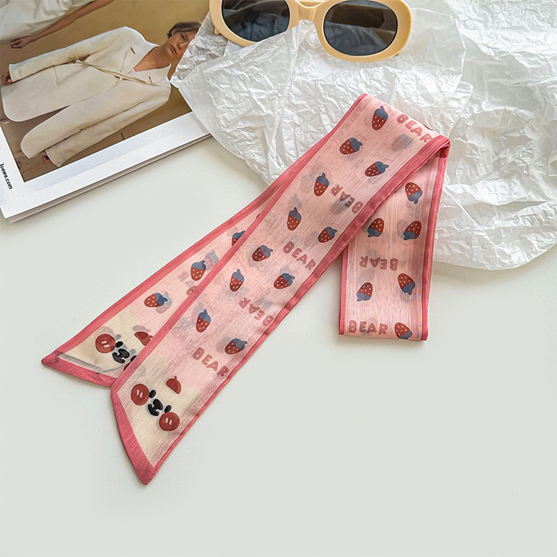 Bufanda de seda, atmósfera coreana, nuevo estilo, floral, pequeño, pañuelo fresco, cinturón para el cabello, bufanda decorativa, cinturón multiusos, bolsa atada, serpentina