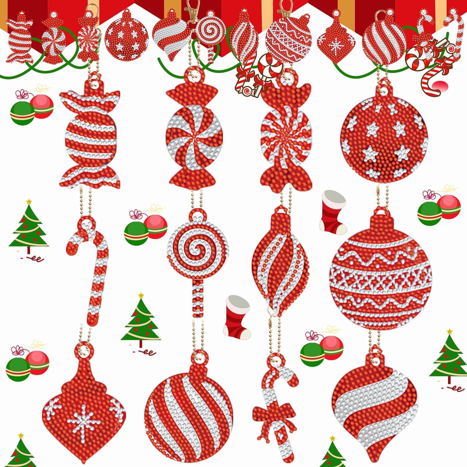 Pintura de Diamantes Navideña 2025, Pintura de Diamantes de Halloween, Llavero DIY Hecho a Mano, Fabricante de Origen Transfronterizo