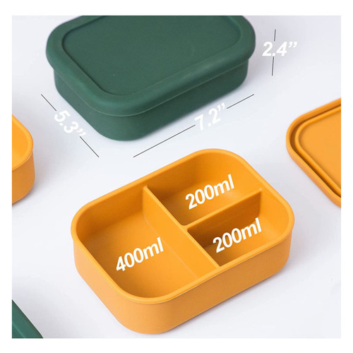 Silicone lunch box, cross-border best-selling, food-grade, microwave heating, divided preservation, office bento, airtight storage box