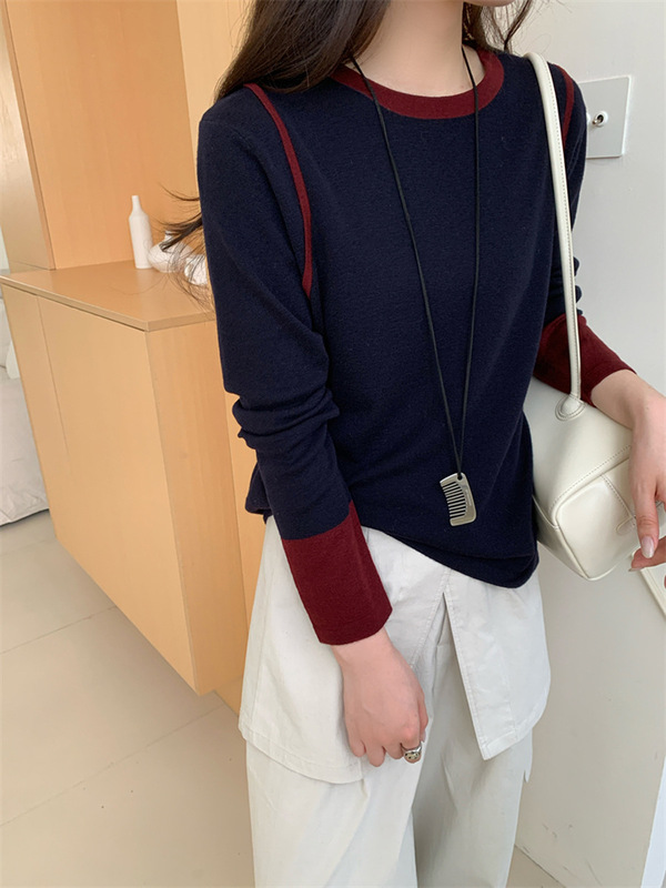 红色条纹长袖T恤女2025秋季大码胖mm时尚设计感显瘦内搭打底上衣|undefined