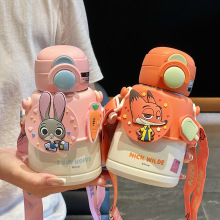 迪士尼儿童保温杯男女孩上学专用杯子316不锈钢双饮口吸管水壶