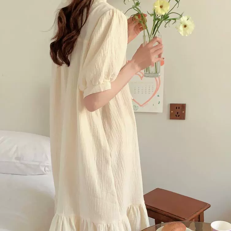 Summer breathable cotton long pijama, with short sleeve, oversize