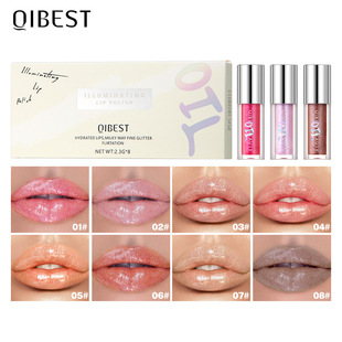 Qibest Cross-Border Flash Lip Glaze Set Moisturizing and Long-Lasting Mirror Pearlescent Lip Gloss Fine Glitter Liquid Lipstick Set