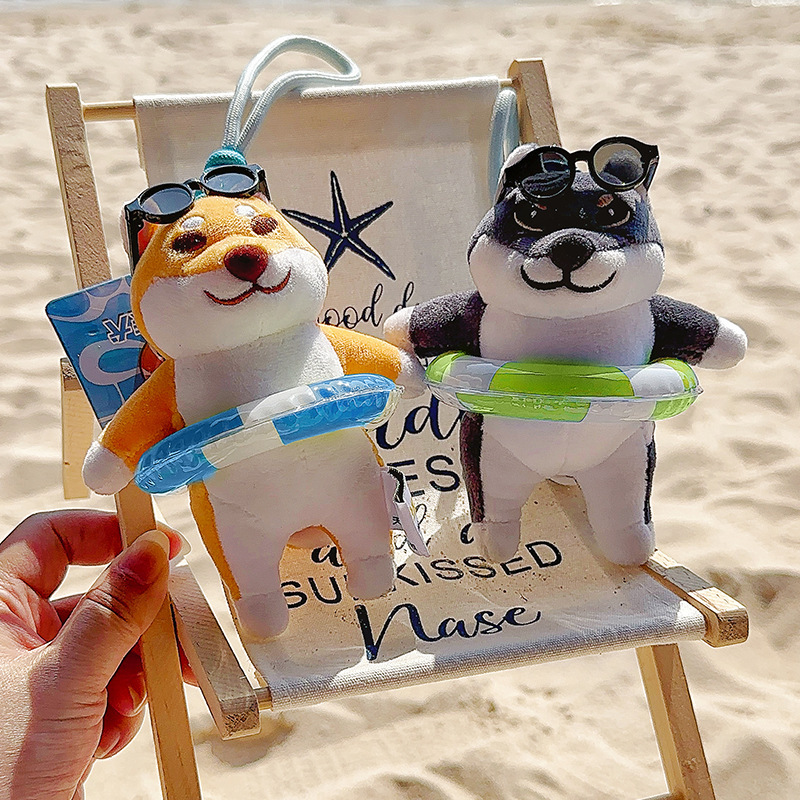 正規認定倉庫 柴犬 夏テーマ 浮き輪 ぬいぐるみ ペンダント おしゃれ 柴犬 バッグ キーホルダー|undefined