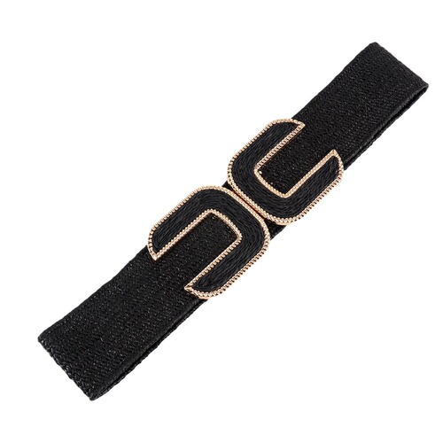 Summer new fashionable elastic woven buckle PP straw belt comfortable and versatile elastic waistband multi-color decorative dress