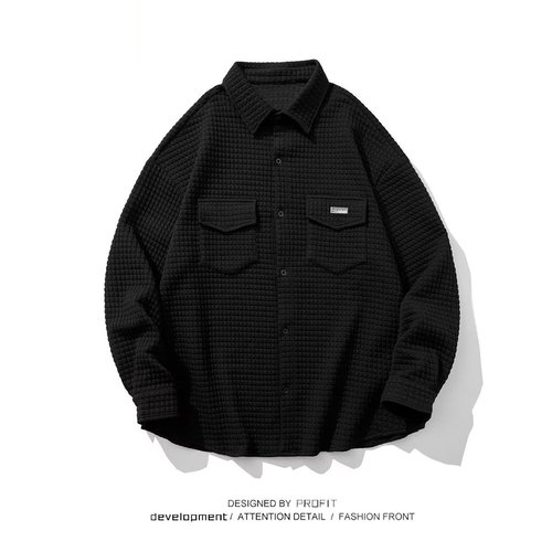 3D Waffle Coat Men Autumn Winter Streetwear High Street City Boy Work Jacket Men Loose American Style