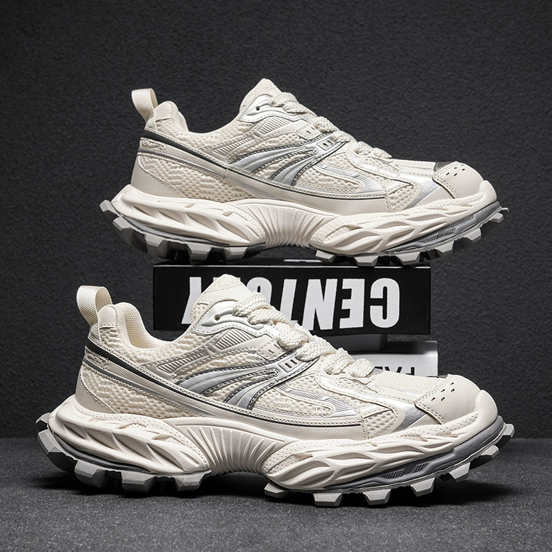 Европейские товары меха стиль папы туфли с толстой подошвой натуральной кожи мужские одиночные туфли весна 2025 новая модная спортивная повседневная обувь