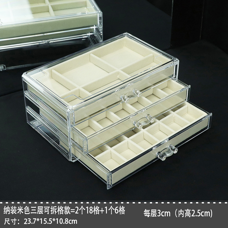 Joyas caja de almacenamiento a prueba de polvo pendientes joyería multi-red caja de organización anillo transparente anillo clasificación al por mayor