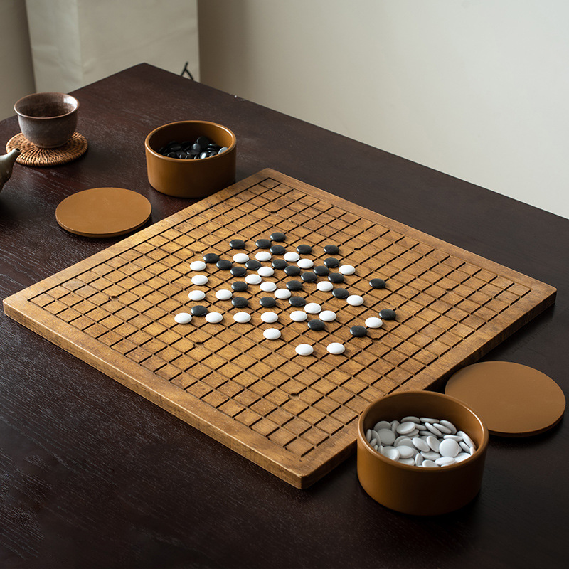 Dos en uno de madera maciza de madera go juego de tablero de ajedrez adulto niños principiante negro y blanco gobang ajedrez
