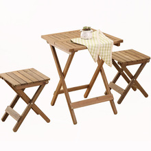 批發陽台木桌小桌椅折疊桌戶外桌子便攜式庭院靠牆小型餐桌實木簡